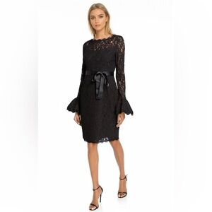 Shani Ruffle Sleeve Lace Dress Black Size 12 MISSING BELT